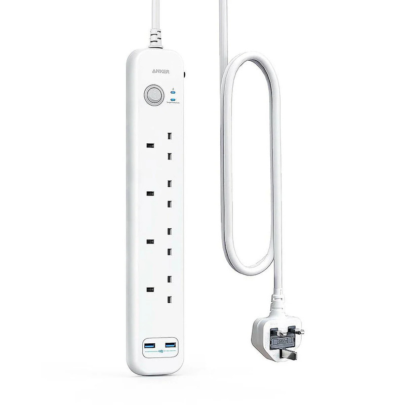 Anker PowerExtend USB 4 Outlet PowerStrip - White - كابل
